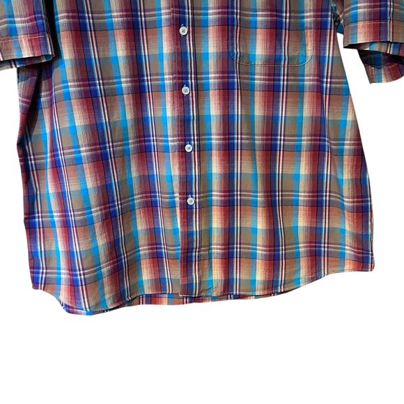 Forsyth Of Canada Mens Shirt Short Sleeve Non-Iron XL Purple/Orange Plaid Preppy - Picture 3 of 9
